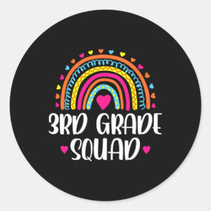 3rd Grade Squad Rainbow Back To School Teacher Kid Classic Round Sticker