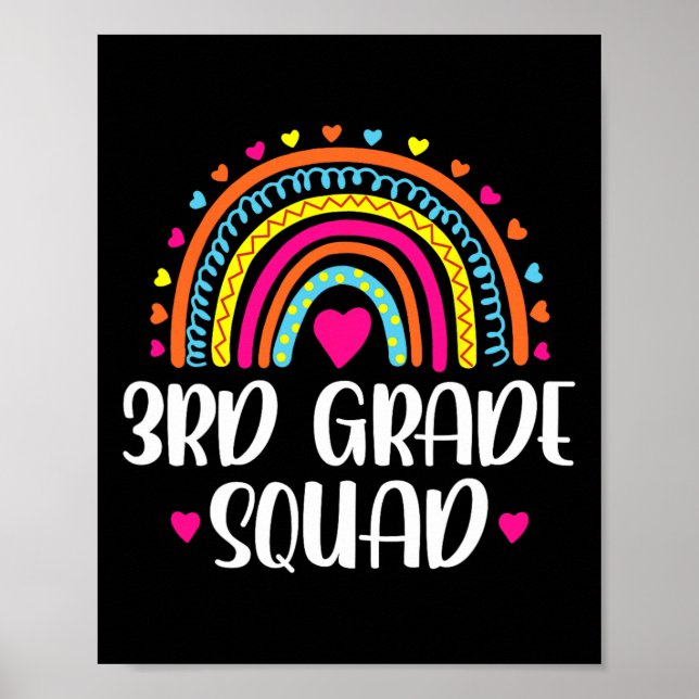 3rd Grade Squad Rainbow Back To School Teacher Kid Poster (Front)