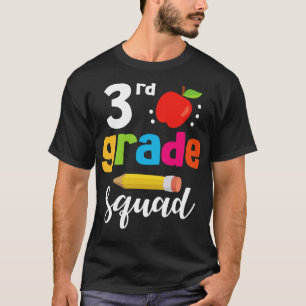 3rd Grade Squad Student Senior Teacher Happy Back  T-Shirt