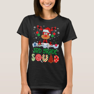 3rd Grade Squad Teacher Buffalo Red Plaid Reindeer T-Shirt