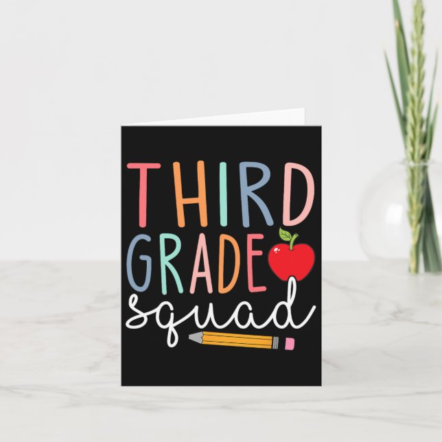 3rd Grade Squad Third Grade Back To School  Card (Front)