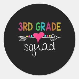 3rd Grade Squad Third Teacher Student Team Back To Classic Round Sticker