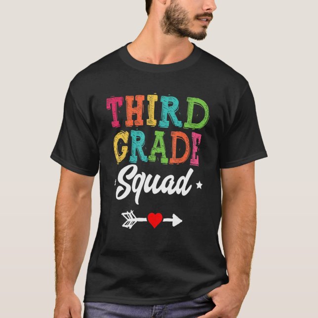 3rd Grade Squad Third Teacher Student Team Back To T-Shirt (Front)