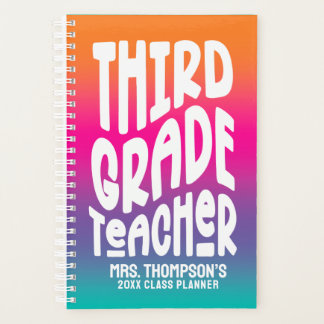 3rd Grade Teacher Colourful Ombre Planner