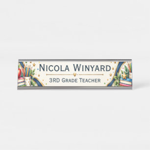 3rd Grade Teacher Desk Name Sign   Apple