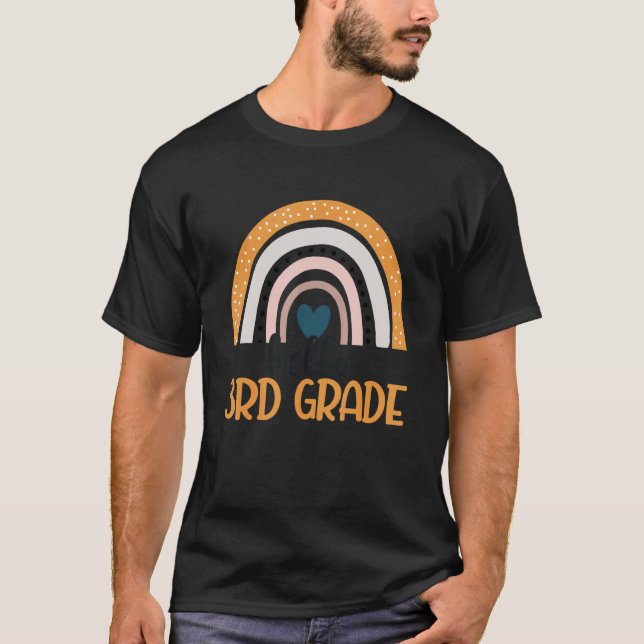 3rd Grade Teacher Rainbow Hello Third Grade Rainbo T-Shirt (Front)