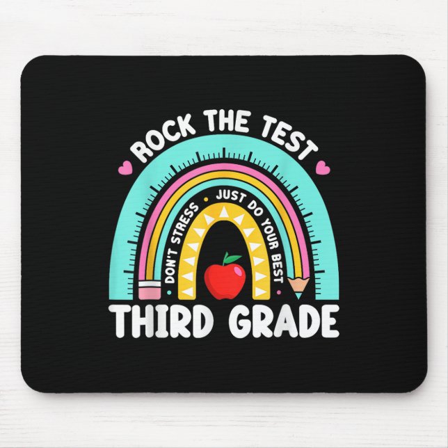 3rd Grade Teacher Rock The Test Day Third Grade Te Mouse Pad (Front)