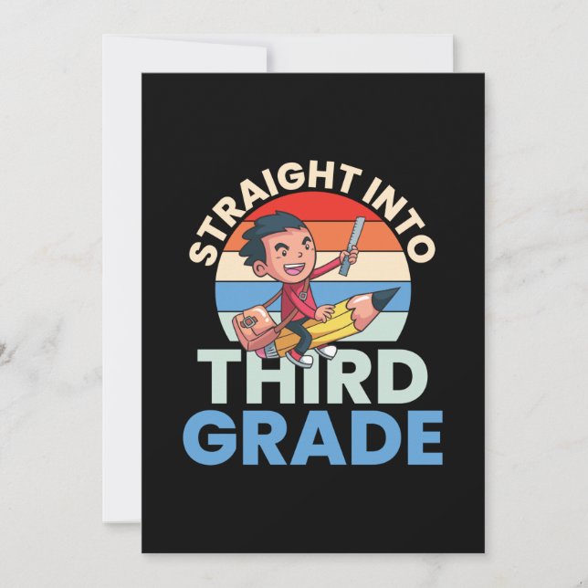 3rd Grade Teacher Straight Into Third Grade Invitation (Front)
