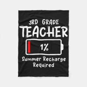 3rd-grade Teacher Summer Recharge Required Last Da Fleece Blanket