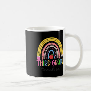 3rd Grade Teacher Teach Love Inspire Rainbow Back  Coffee Mug