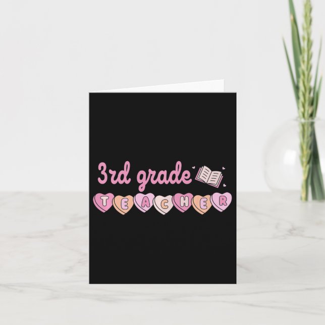 3rd Grade Teacher Valentines Day Retro School Litt Card (Front)