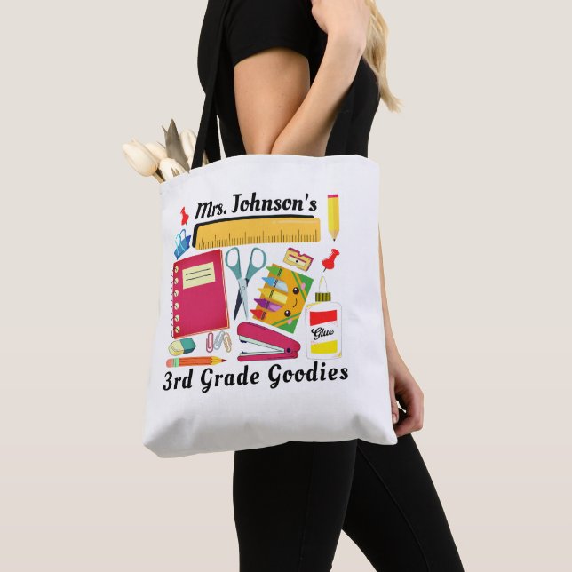 3rd Grade Teacher's School Supplies Tote Bag (Close Up)