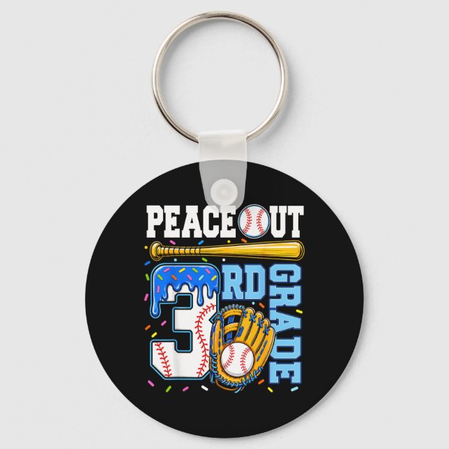 3rd Grade Third Baseball Drip Graduation Last Day Key Ring (Front)