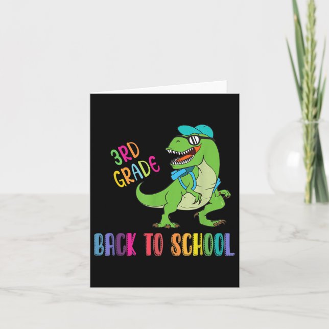 3rd Grade Third Grade Funny Back To School T-rex L Card (Front)