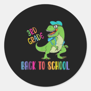 3rd Grade Third Grade Funny Back To School T-rex L Classic Round Sticker