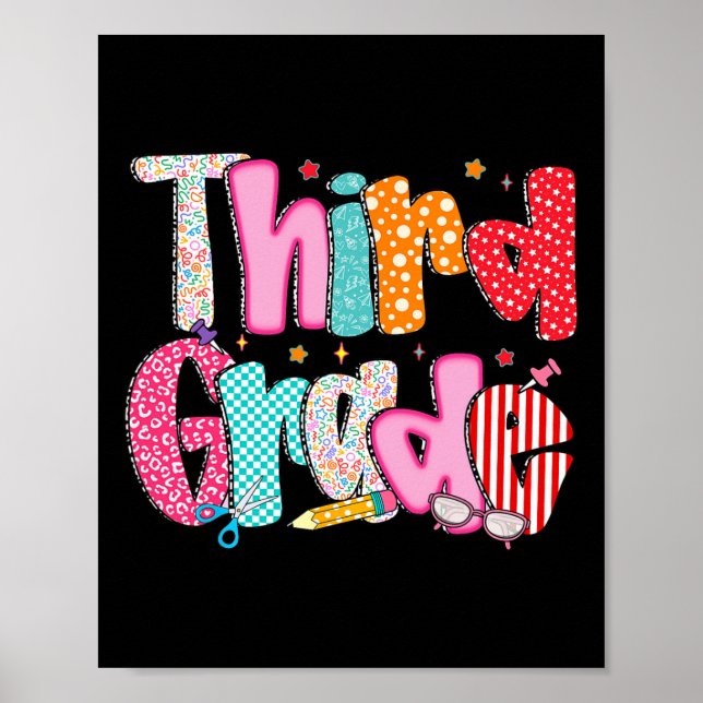 3rd Grade Third Grade Kids Teacher Back To School  Poster (Front)