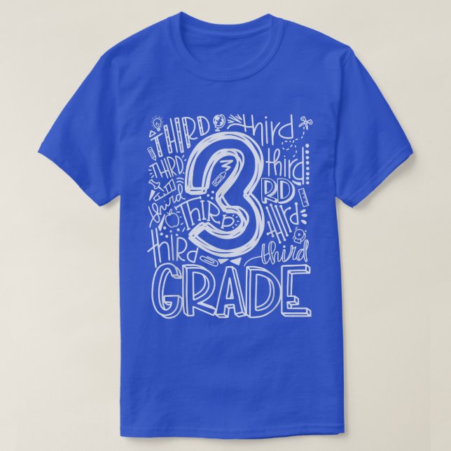 3rd Grade Typography Team Third Grade Teacher Back T-Shirt (Design Front)