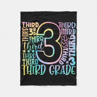3rd Grade Typography Team Tie Dye Ck To School Tea Fleece Blanket