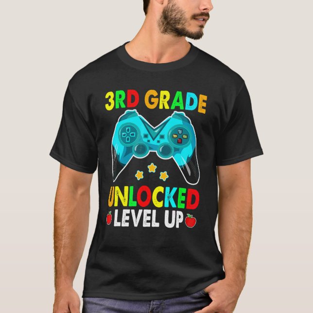 3rd Grade Unlocked Level Up With Game Controller F T-Shirt (Front)