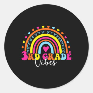 3rd Grade Vibes Back To School Retro 5th Grade Tea Classic Round Sticker
