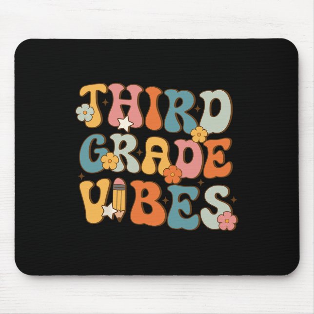 3rd Grade Vibes Back To School Retro Third Grade T Mouse Pad (Front)