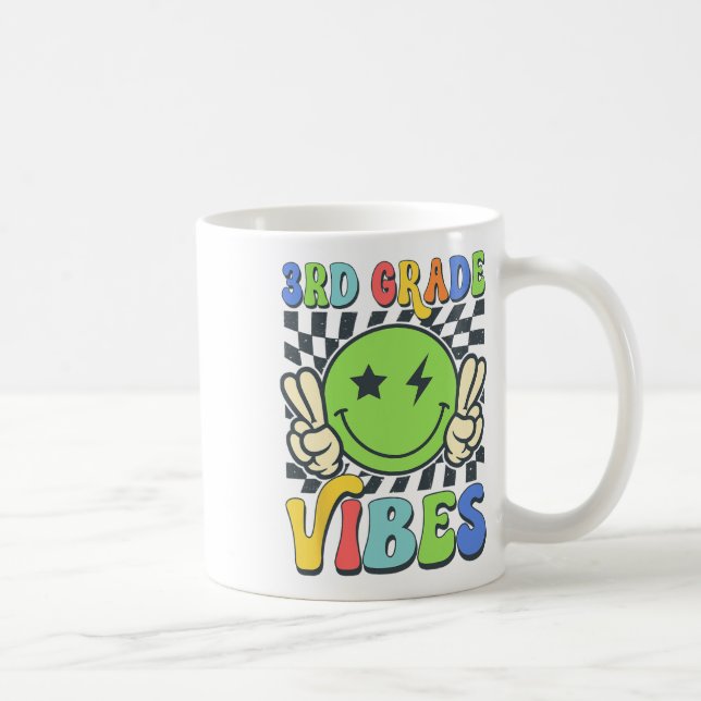 3rd Grade Vibes Groovy Smile Face Back To School T Coffee Mug (Right)
