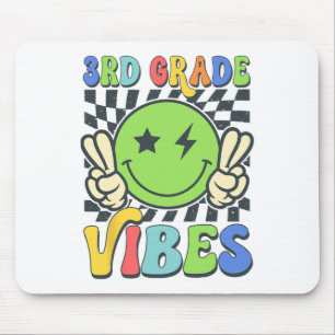 3rd Grade Vibes Groovy Smile Face Back To School T Mouse Pad
