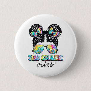 3rd Grade Vibes Messy Hair Bun Girl Ck To School F 6 Cm Round Badge