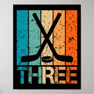 3rd Hockey Birthday 3 Year Old 3yr Boys Girl Birth Poster