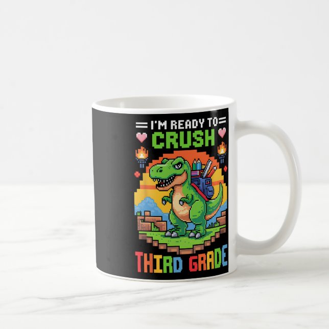 3rd I'm Ready To Crush Third Grade Dinosaur Gamer  Coffee Mug (Right)