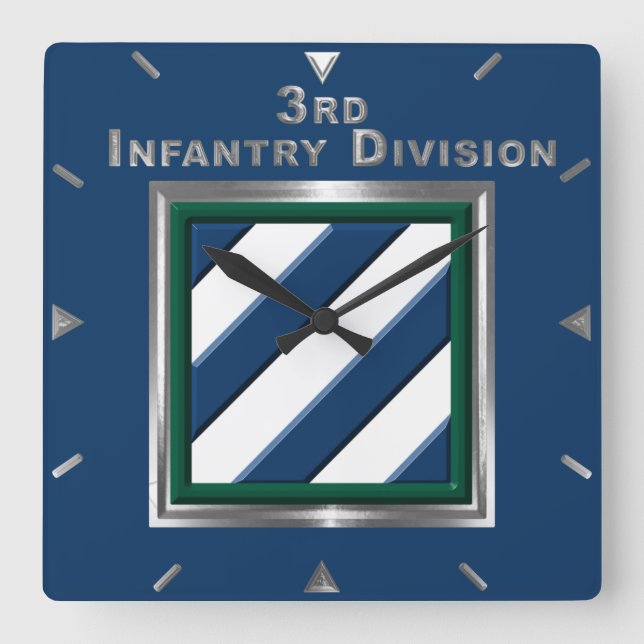 3rd Infantry Division Commemorative Square Wall Clock (Front)