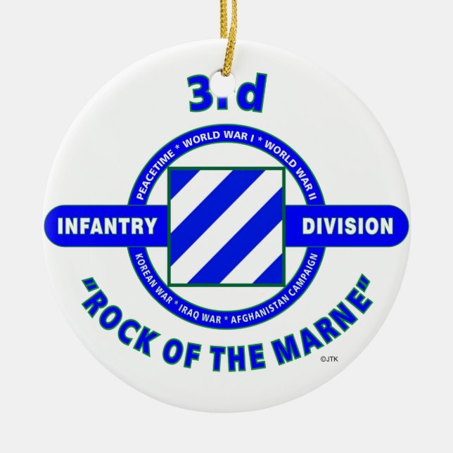 3RD INFANTRY DIVISION"ROCK OF THE MARNE" CERAMIC TREE DECORATION (Front)