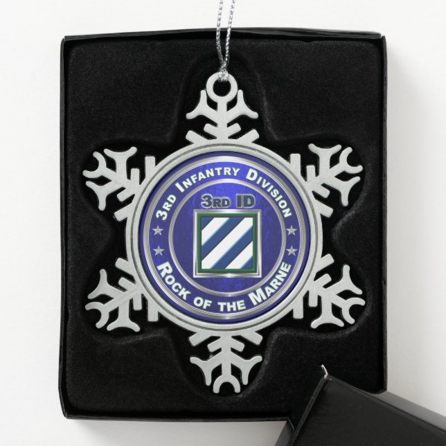 3rd Infantry Division   Snowflake Pewter Christmas Ornament (Box)