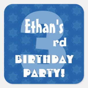 3rd Kids Birthday Party Custom Name Square Sticker