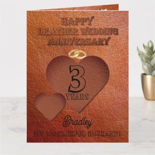 3rd Leather Wedding Anniversary Card For Husband