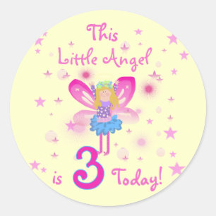 3rd Little Angel Birthday Tshirts and Gifts Classic Round Sticker
