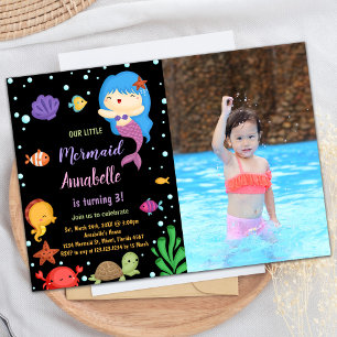 3rd Little Blue heir Mermaid Invitations W Photo