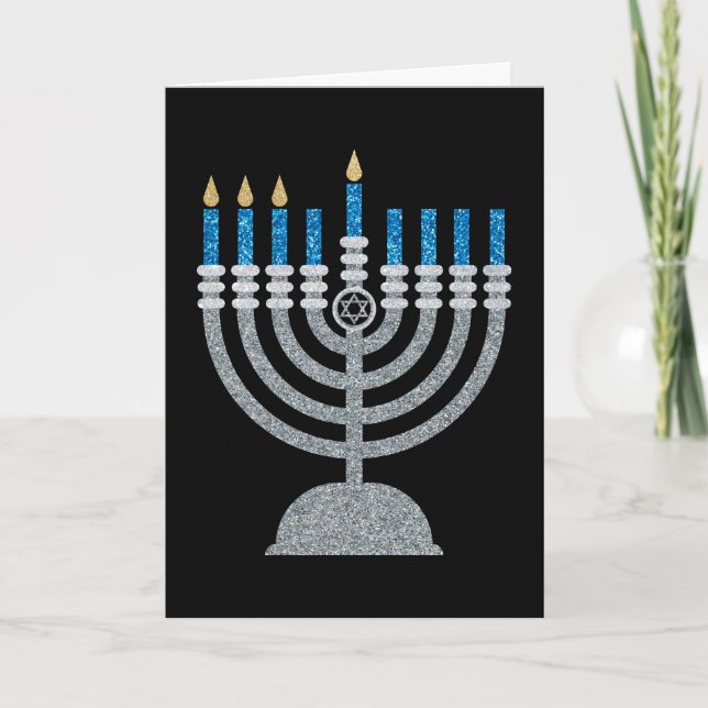 3rd Night of Hanukkah Glitter Card (Front)