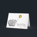 3rd or any birthday elephant yellow balloon card<br><div class="desc">Personalised 3rd birthday card,  with an elephant with a yellow balloon.

The name & the inside message can be customised. The age can also be changed if desired.  
 
This cute and illustrated design is perfect for a son or grandson when they reach three years old or any other age.</div>