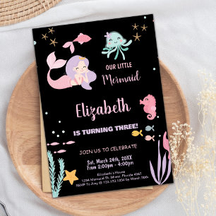 3rd Our Little Mermaid Birthday Invitations