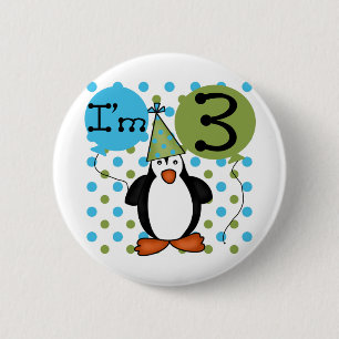 3rd Penguin Birthday Tshirts and Gifts 6 Cm Round Badge