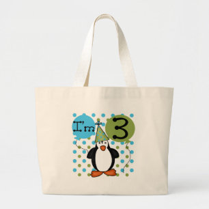3rd Penguin Birthday Tshirts and Gifts Large Tote Bag