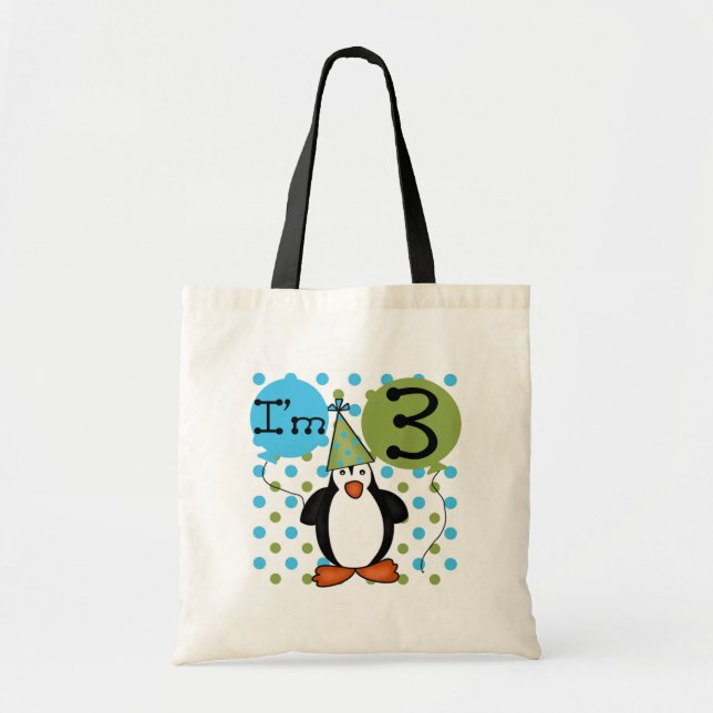3rd Penguin Birthday Tshirts and Gifts Tote Bag (Front)