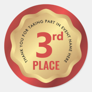 3rd Place Event Medal Competition Sticker Red Gold