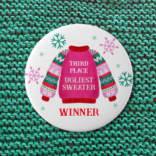 3rd Place Ugly Sweater Contest Prize Winner  10 Cm Round Badge