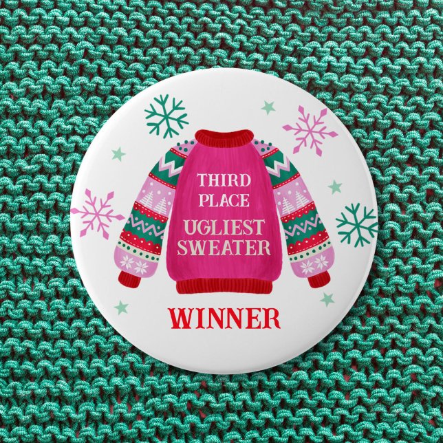 3rd Place Ugly Sweater Contest Prize Winner  10 Cm Round Badge (3rd Place Ugly Sweater Contest Prize Winner Button)