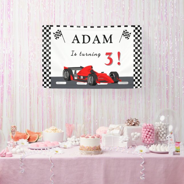 3rd Race Car Birthday – Party Banner Fun!  (Party)