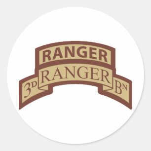 3rd Ranger Bn, Ranger Tab, Desert Classic Round Sticker