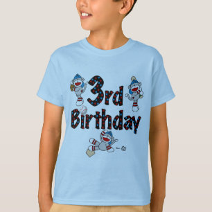 3rd Sock Monkey Baseball Birthday T-Shirt