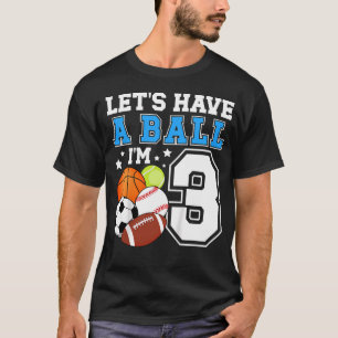 3Rd Sports Birthday Party Three Year Old Boy T-Shirt